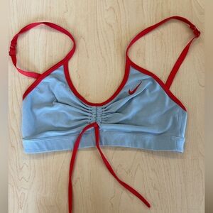 Nike Sky Blue Sports Bra with Crimson Accents